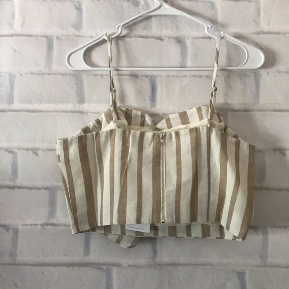 J.O.A | striped bow tie front crop top - Picture 5 of 7